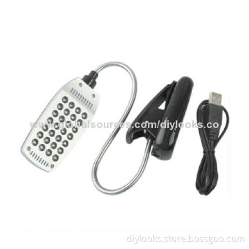 USB 28 LED Flexible Folding Variety Bending Desk Light with Clip (Black)